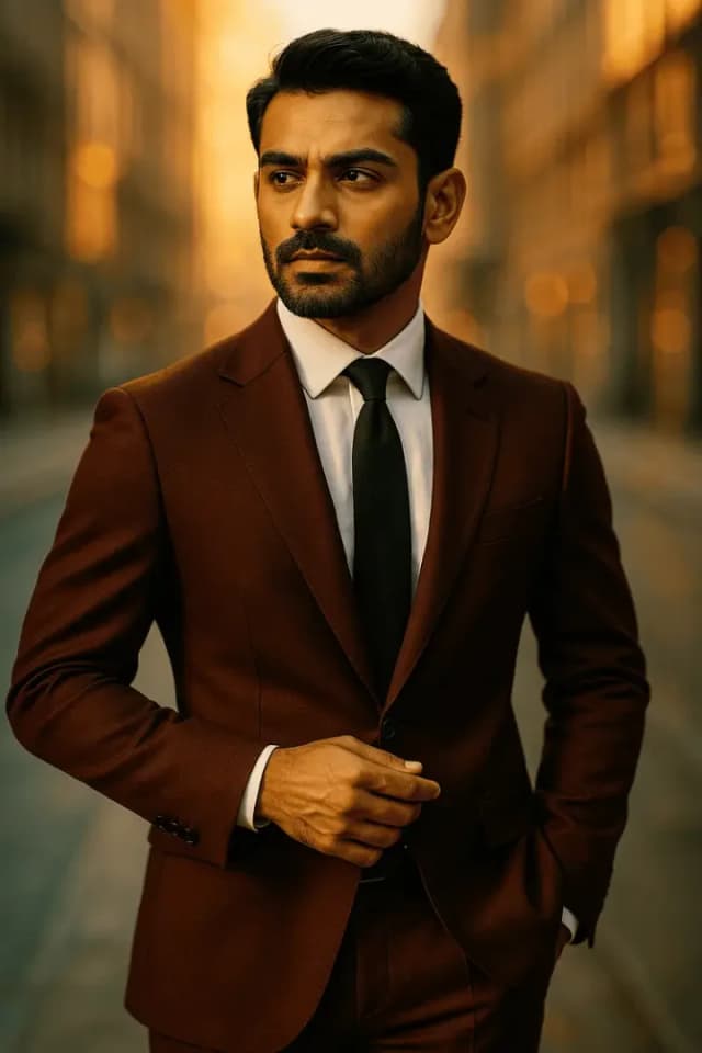 Cinematic AI Prompt | Man in Suit at Golden Hour City